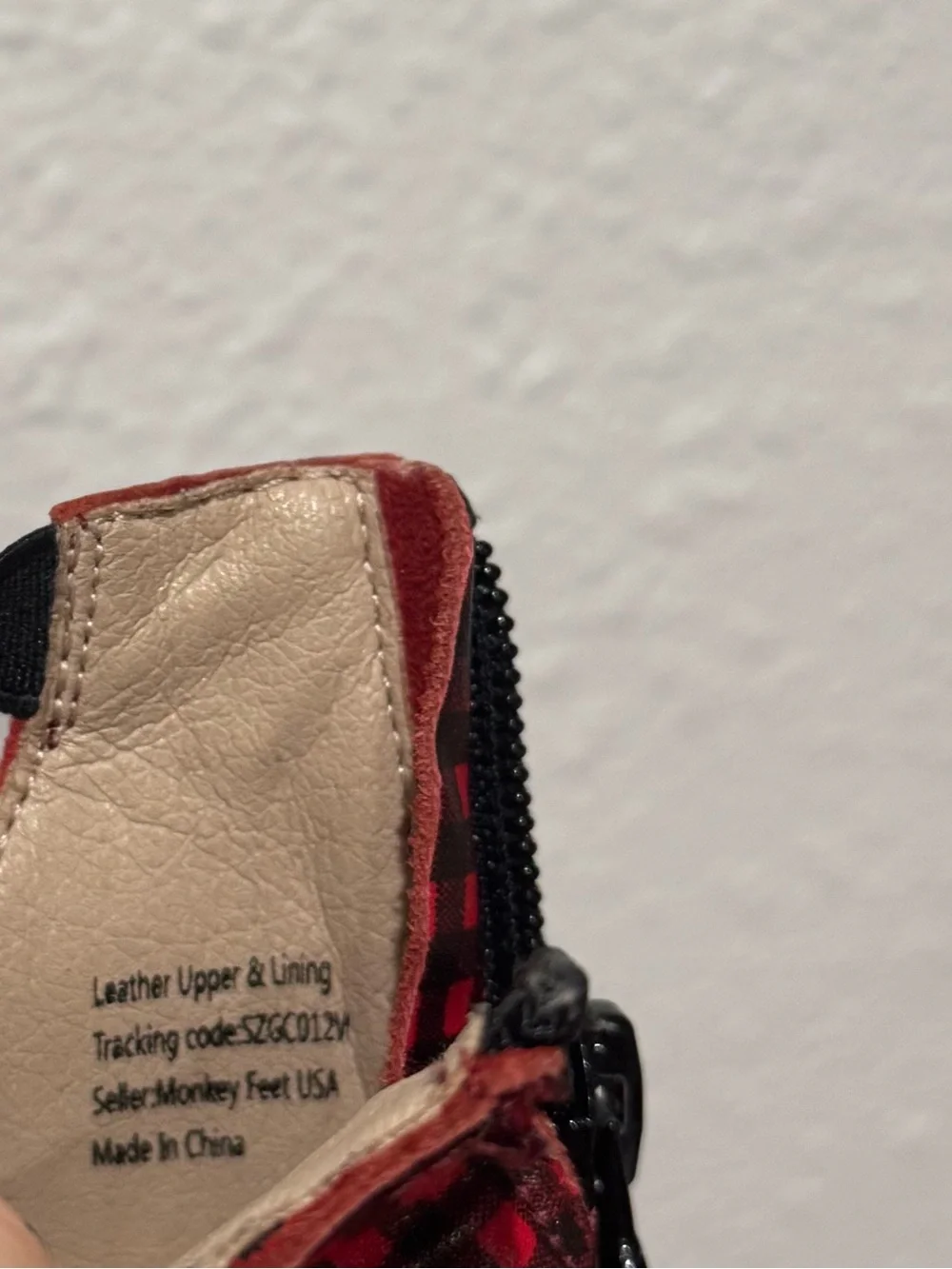 Monkey Feet - Red and Black Plaid Leather Ballet Flats